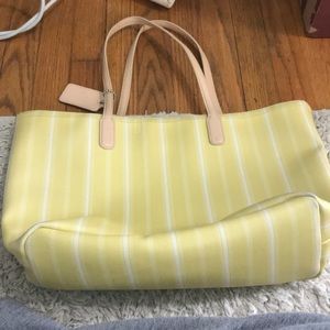 Yellow striped coach bag